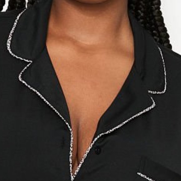 L VS Short PJ Set Black with Leopard Piping Heavenly Modal Softest PJs NWT - Picture 9 of 11